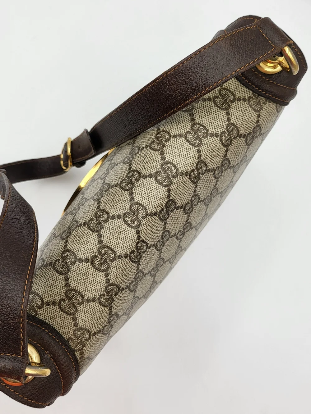 GUCCI GG Supreme Monogram Web Medium Blondie Top Handle Shoulder Bag. Auth w/COA